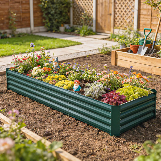 8 x 2.6 x 1.5ft Galvanized Raised Garden Bed, Outdoor Planter Box, Green Galvanized Planter Boxes Green at Gallery Canada