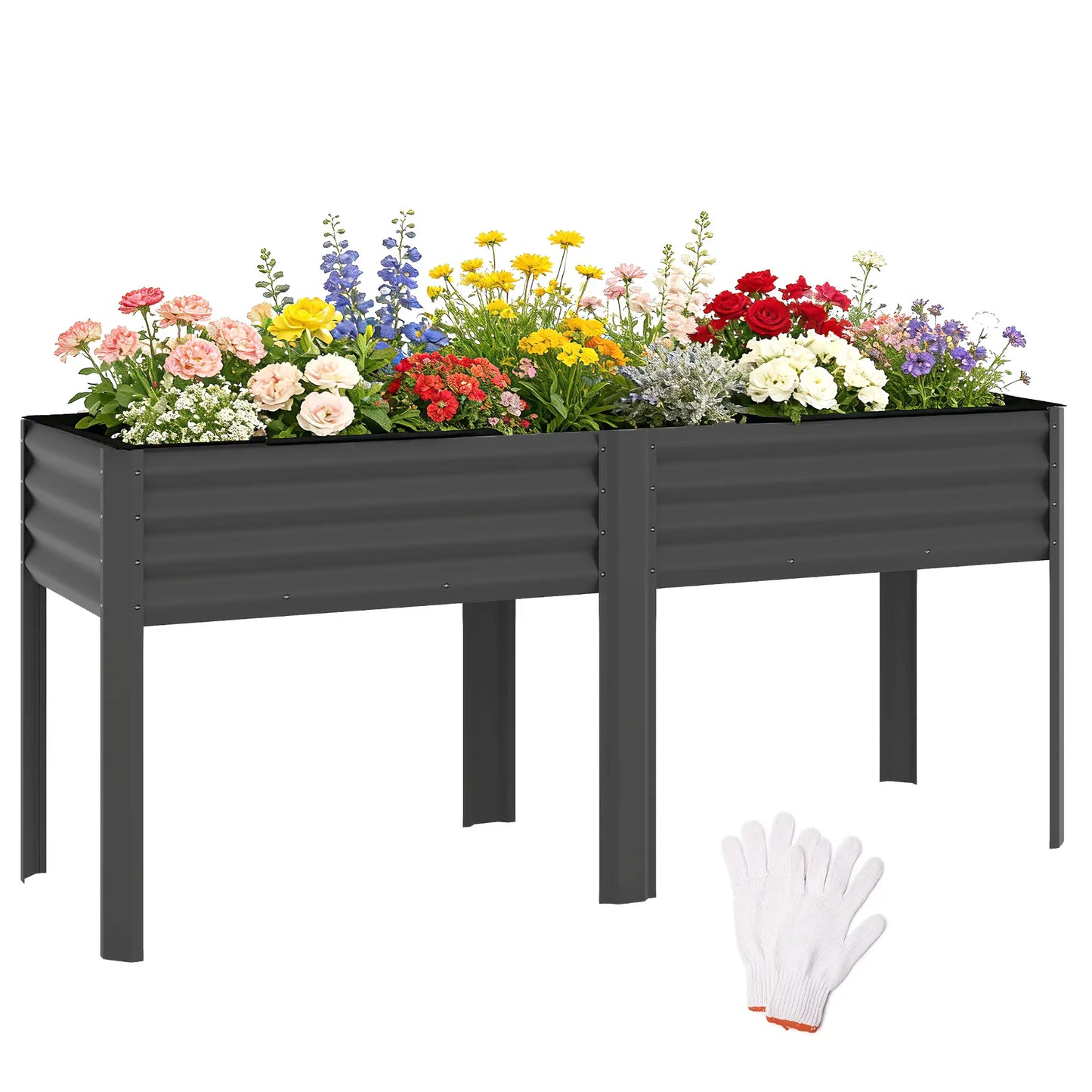 Galvanized Raised Garden Bed With Legs, 71" x 22" x 31.5", Planter Box With Reinforced Bars Elevated Garden Beds at Gallery Canada