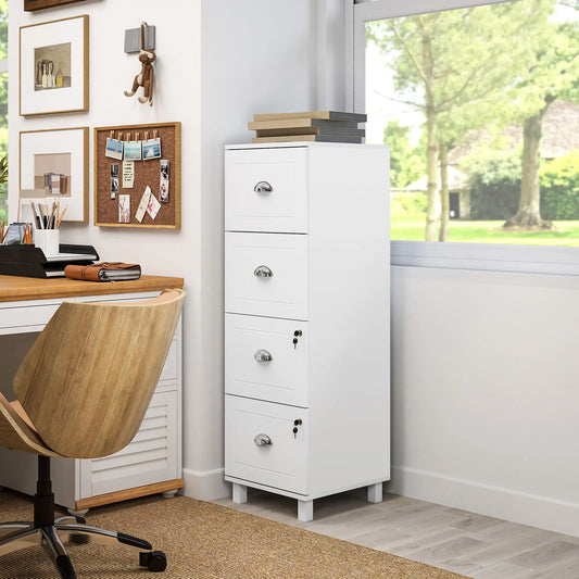 4 Drawer File Cabinet with Lock, A4 Letter Size, White Office Cabinets & Cupboards White at Gallery Canada