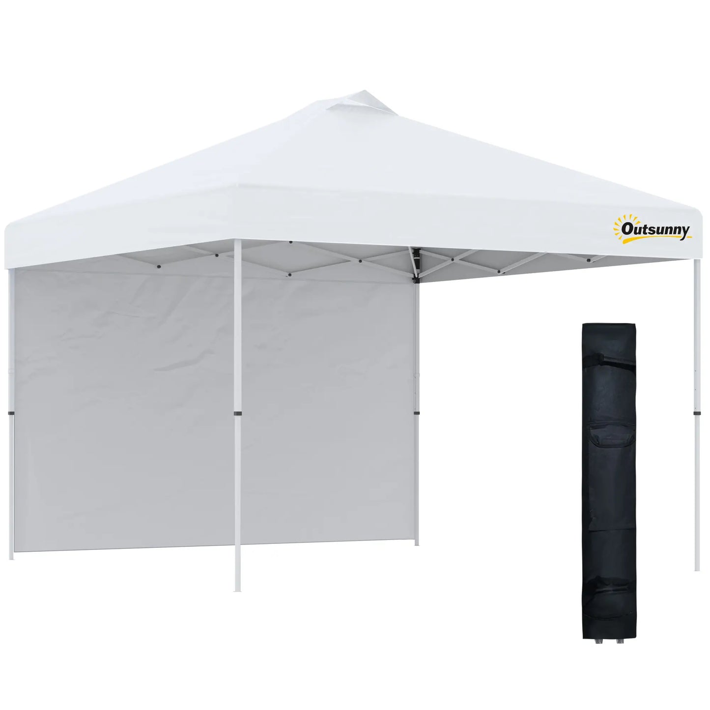 10' x 10' Pop Up Canopy Tent, Adjustable Height, 1 Sidewall, Wheeled Bag, White Pop Up Canopies at Gallery Canada