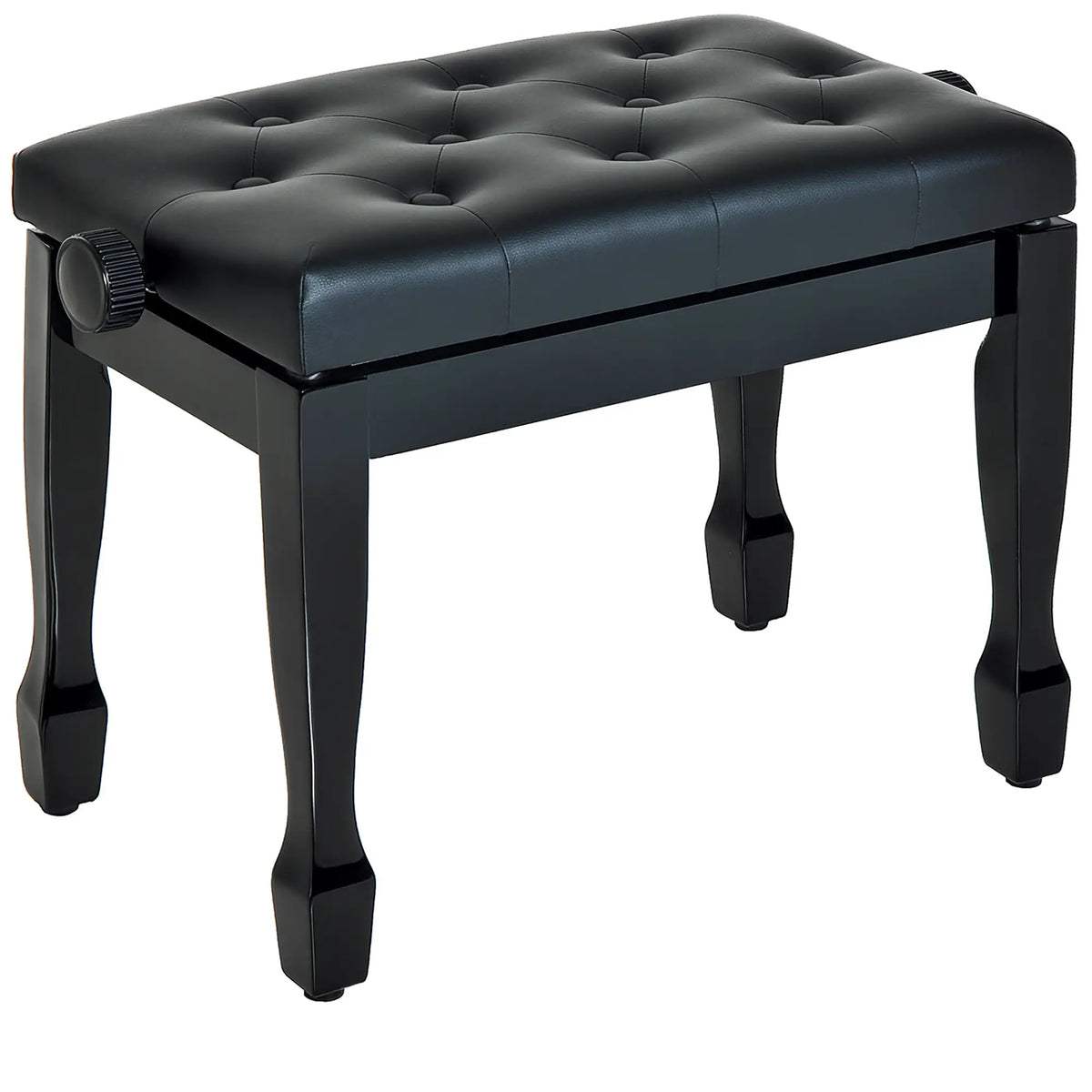 25" Adjustable Piano Bench, Padded Cushion, Solid Wood Legs, Black Piano Benches at Gallery Canada
