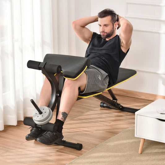 Adjustable Weight Bench, Multi-Functional Workout Bench, Adjustable Seat Weight Benches Black and Yellow at Gallery Canada