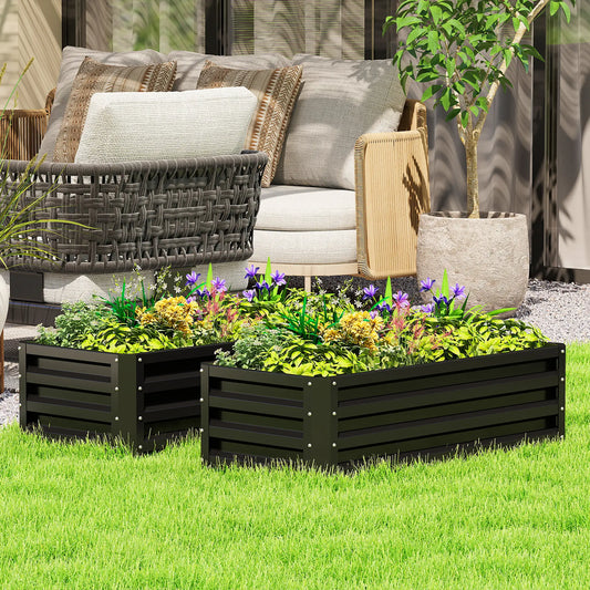 Galvanized Raised Garden Beds, Outdoor Planter Box, Set Of 2, Black Galvanized Planter Boxes Black at Gallery Canada