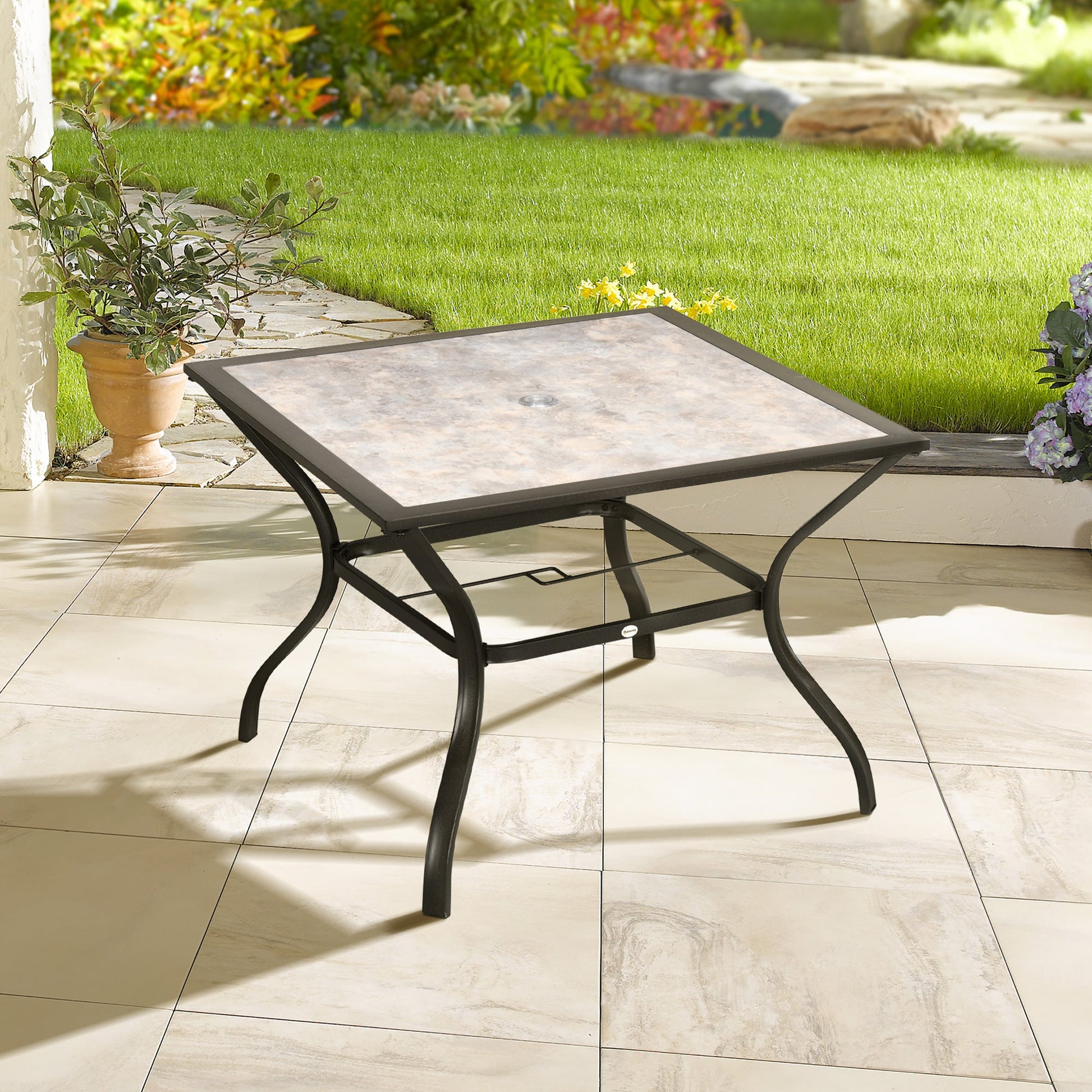 Square Outdoor Dining Table, Garden Table with PC Board Tabletop for Patio, Backyard, Poolside, Grey at Gallery Canada