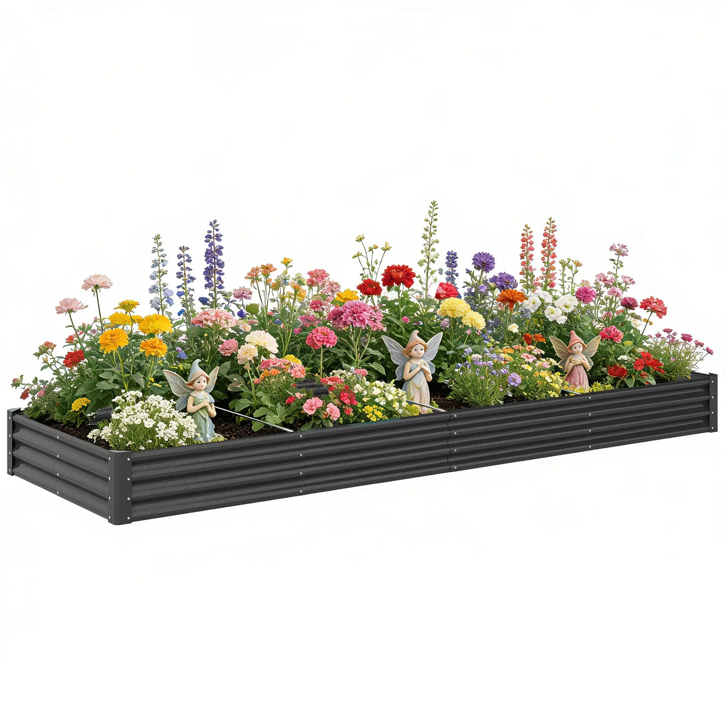 Galvanized Raised Garden Bed, 12 x 4 x 1ft, Reinforced Planter Box, Dark Grey Galvanized Planter Boxes at Gallery Canada
