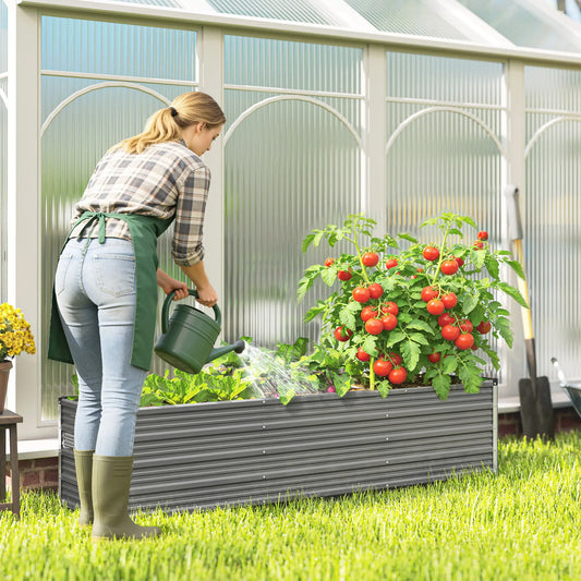 6' x 1.5' x 1.3' Galvanized Raised Garden Bed, Elevated Metal Planter Box, Light Grey Galvanized Planter Boxes Light Grey at Gallery Canada