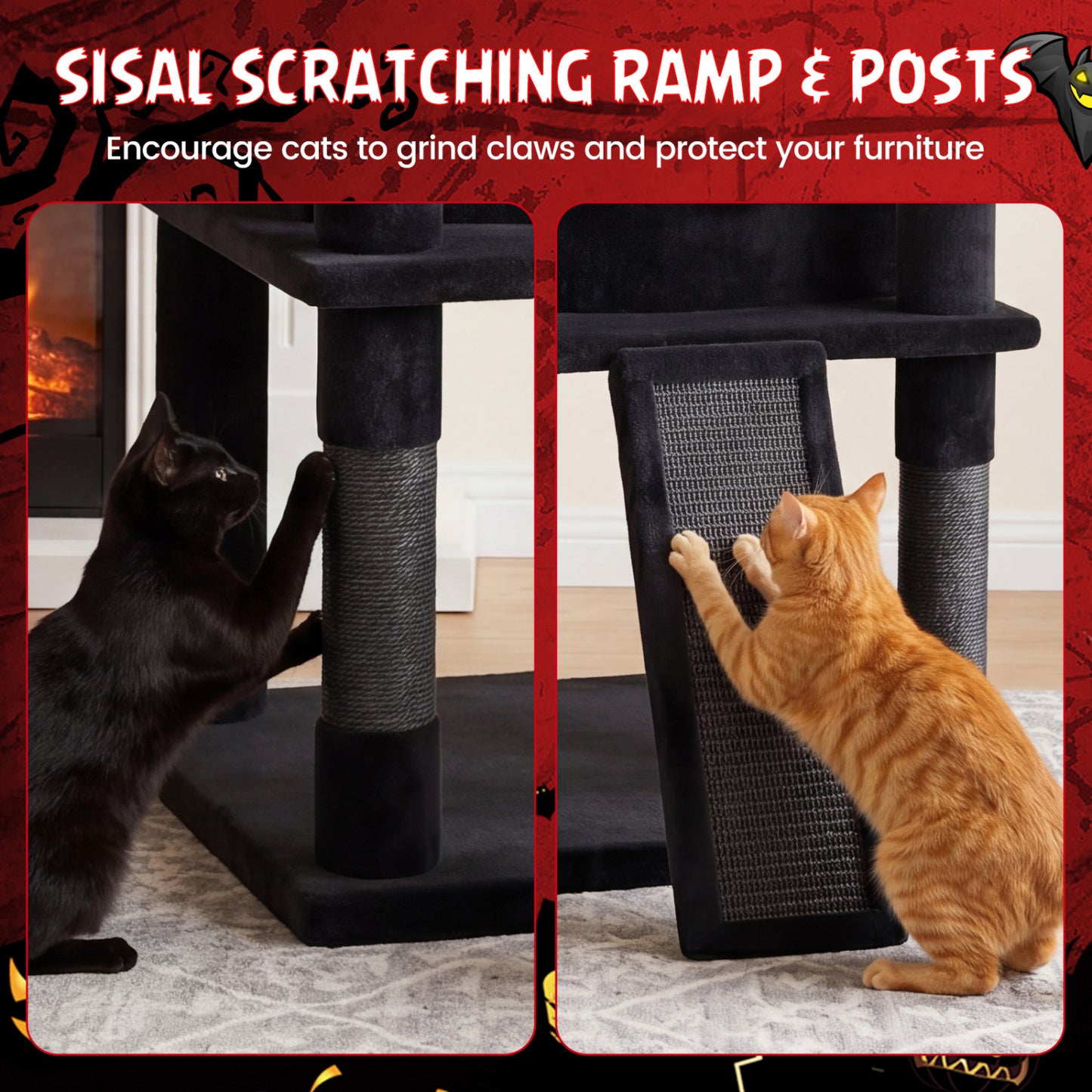 50 Inch Gothic Multi-Level Cat Tree With House