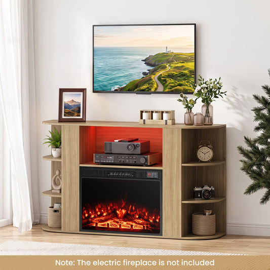 50 Inch TV Stand for 55 Inch TV, RGB Lights, Brown Entertainment Centers & TV Stands Brown at Gallery Canada