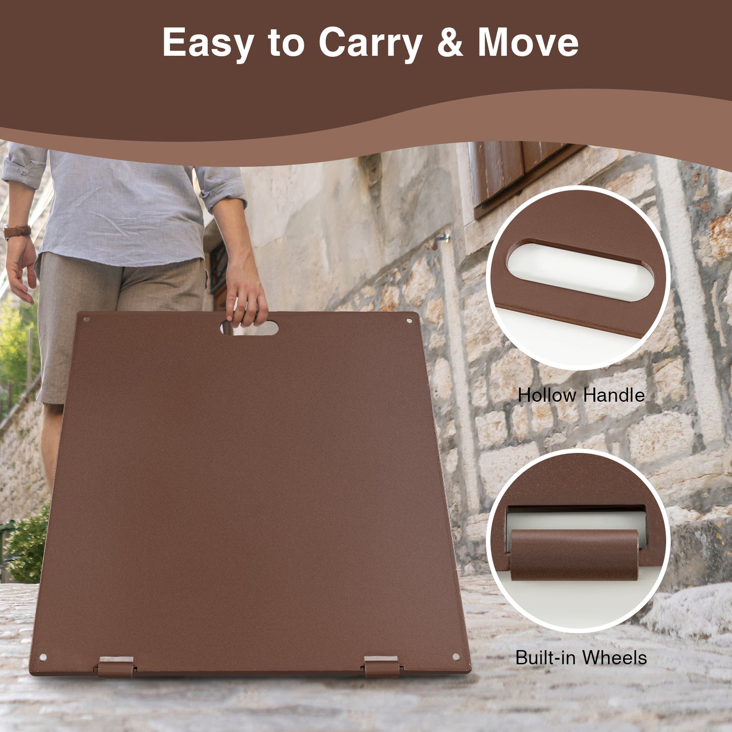 24 Inch Square Patio Umbrella Base, 50 LBS Weighted, Brown Outdoor Umbrella Bases at Gallery Canada