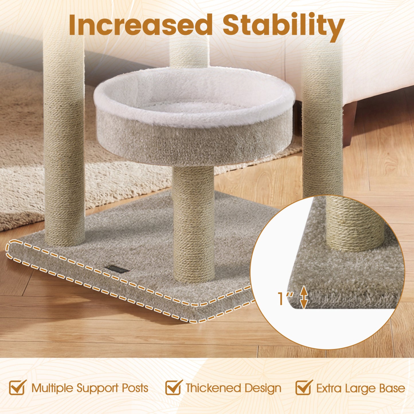 51" Carpeted Cat Tree with Plush Perches, Beige Cat Trees Condos & Scratchers at Gallery Canada