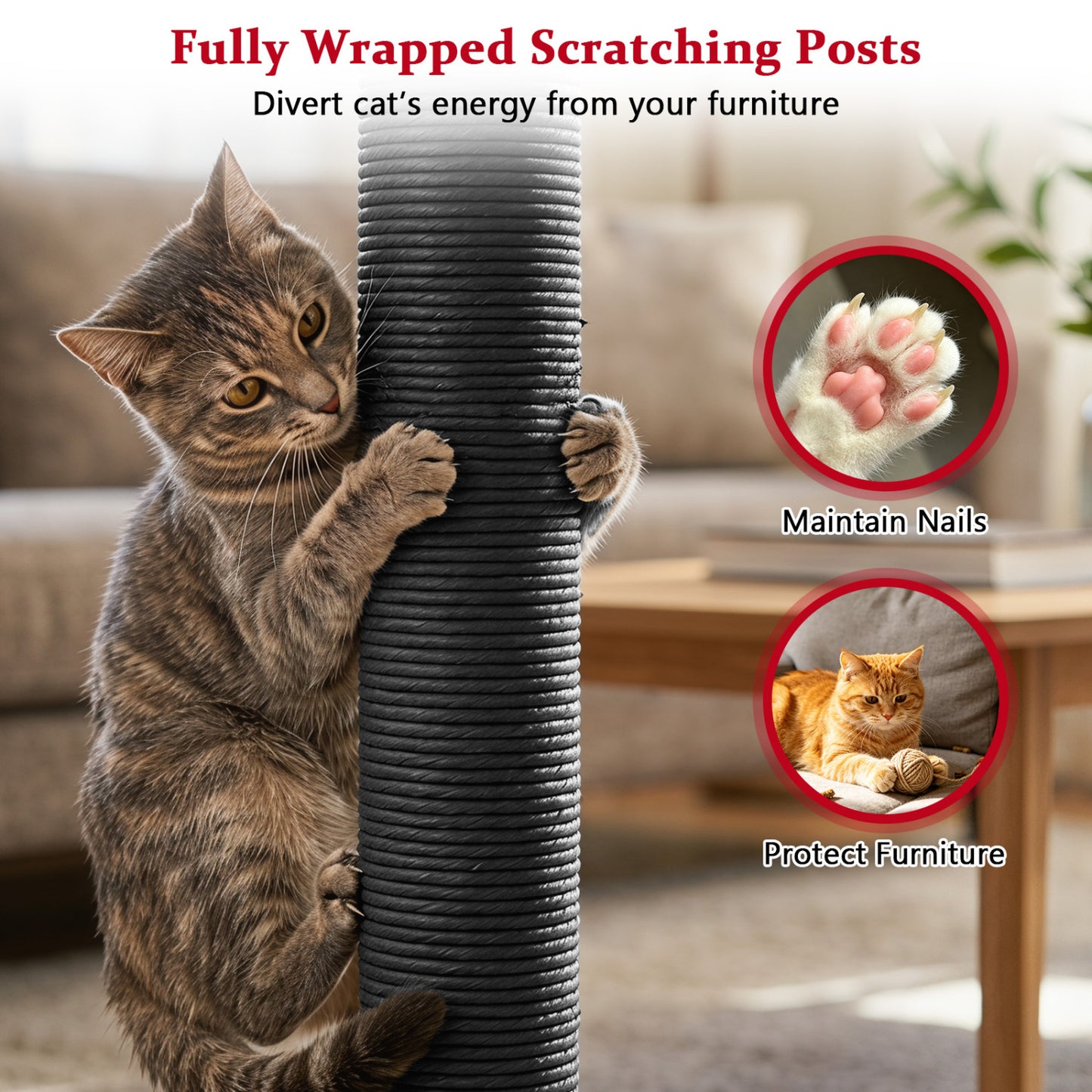 51” Gothic Multi-level Cat Tree with Spider Hanging Toy for Black Halloween, Red Cat Trees Condos & Scratchers at Gallery Canada