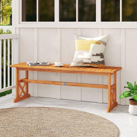 51 Inch Acacia Wood Outdoor Bench, Slatted Seat, 800 Lbs Capacity Outdoor Benches Options at Gallery Canada