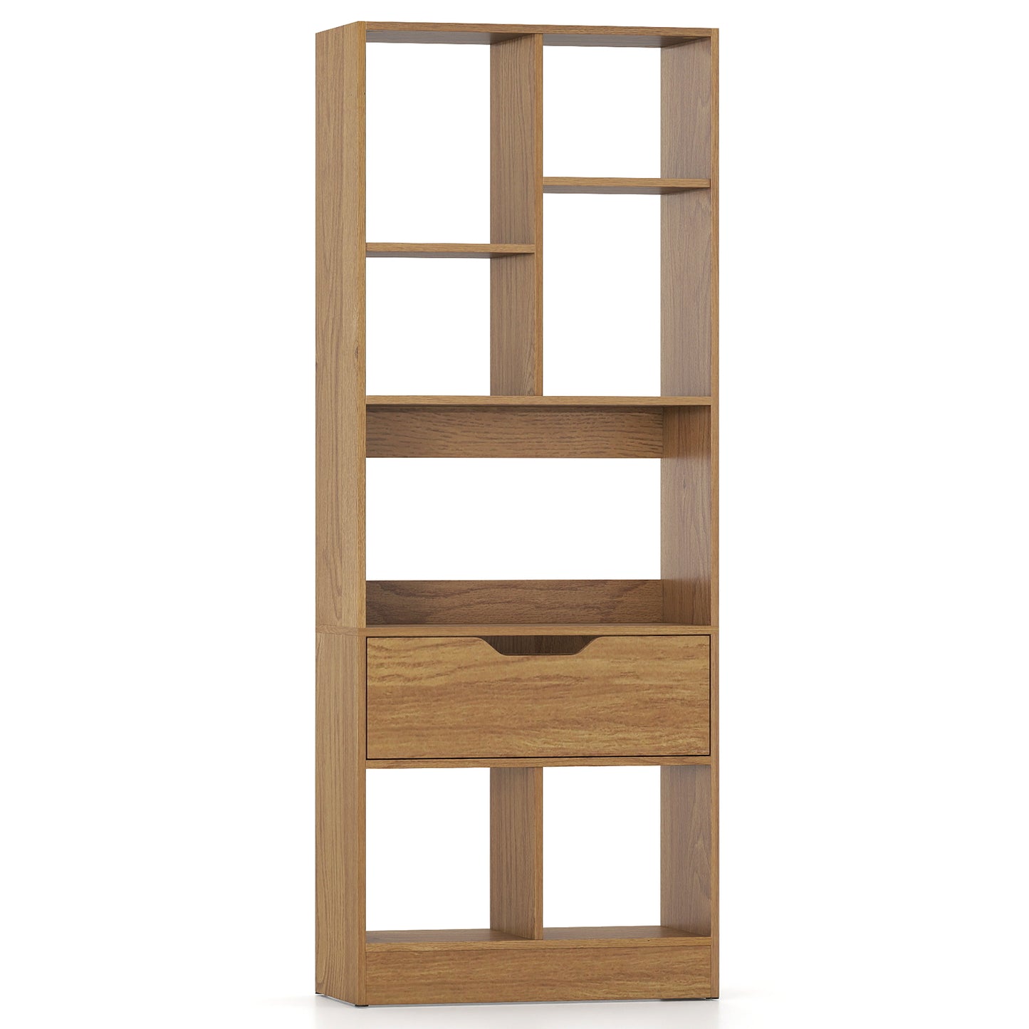 51inch Tall Freestanding Bookcase with Drawer 7-Cube Storage Organizer, Natural Bookcases Natural at Gallery Canada