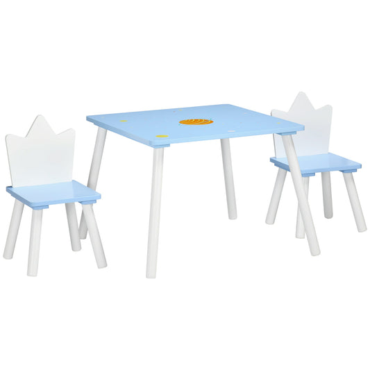 3 Pieces Kids Table and Chair Set with Stars &; Planets Patterns for Arts &; Crafts, Snack Time, Homework, Blue - Gallery Canada