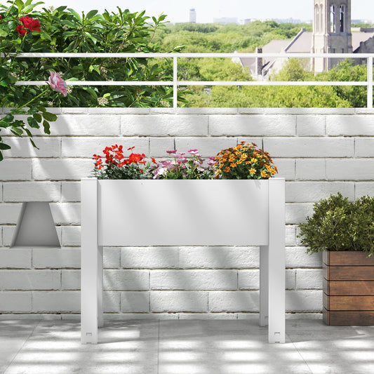 53L Raised Bed Grow Box, Self-Watering Planter Stand, Water Level Monitor, White Raised Garden Beds White at Gallery Canada