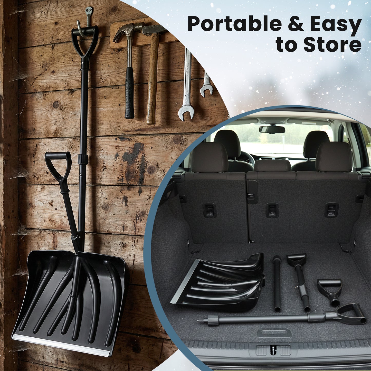 53 Inch Snow Shovel with Assist Handle for Driveway Car Garage Camping, Black Snow Removal at Gallery Canada