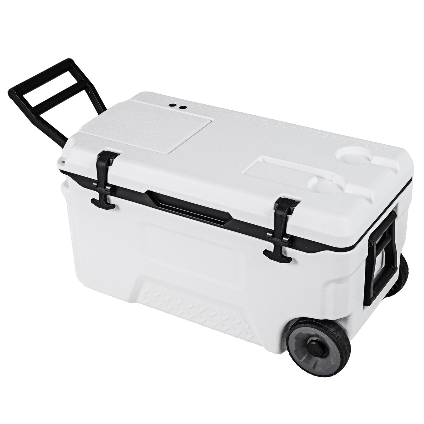 53 Quart Portable Rolling Cooler with Fish Ruler for Outdoor, White Coolers White at Gallery Canada