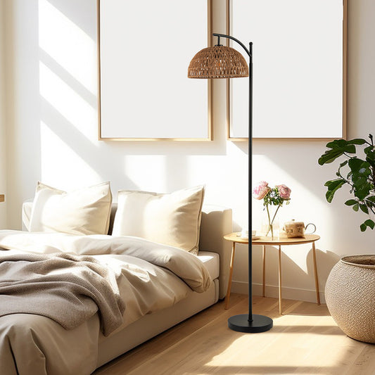 Arc Floor Lamp, 63 Inches Tall, Hanging Lampshade, Black Table & Floor Lamps Black at Gallery Canada