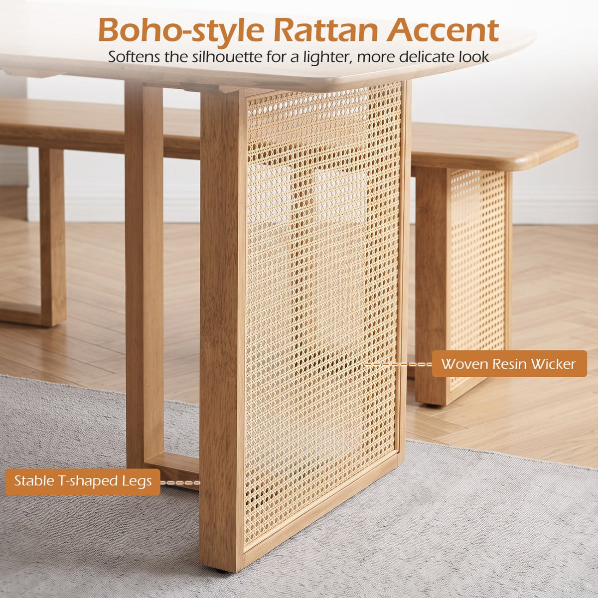 55" Rubber Wood Dining Table Set for 4, Natural Dining Room Sets at Gallery Canada