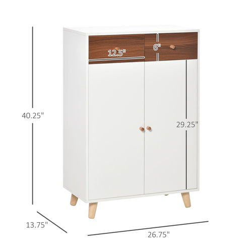 Shoe Cabinet with Doors for Entryway Modern Storage Organizer with Shelves Drawers for Hallway for 12 pairs Walnut
