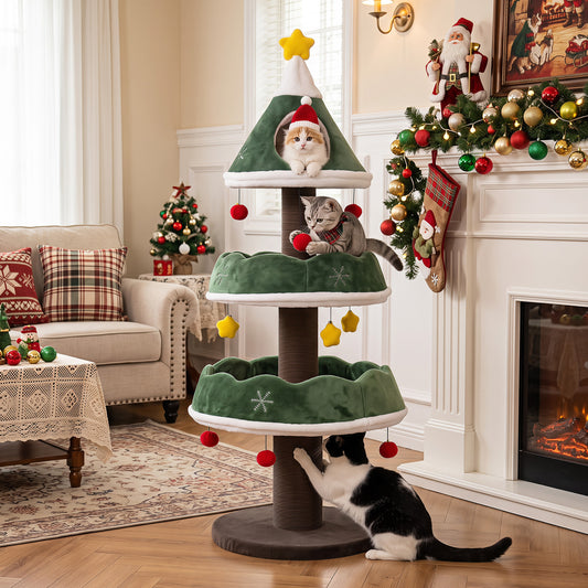 56.5" Multi-Level Cat Tower, Green