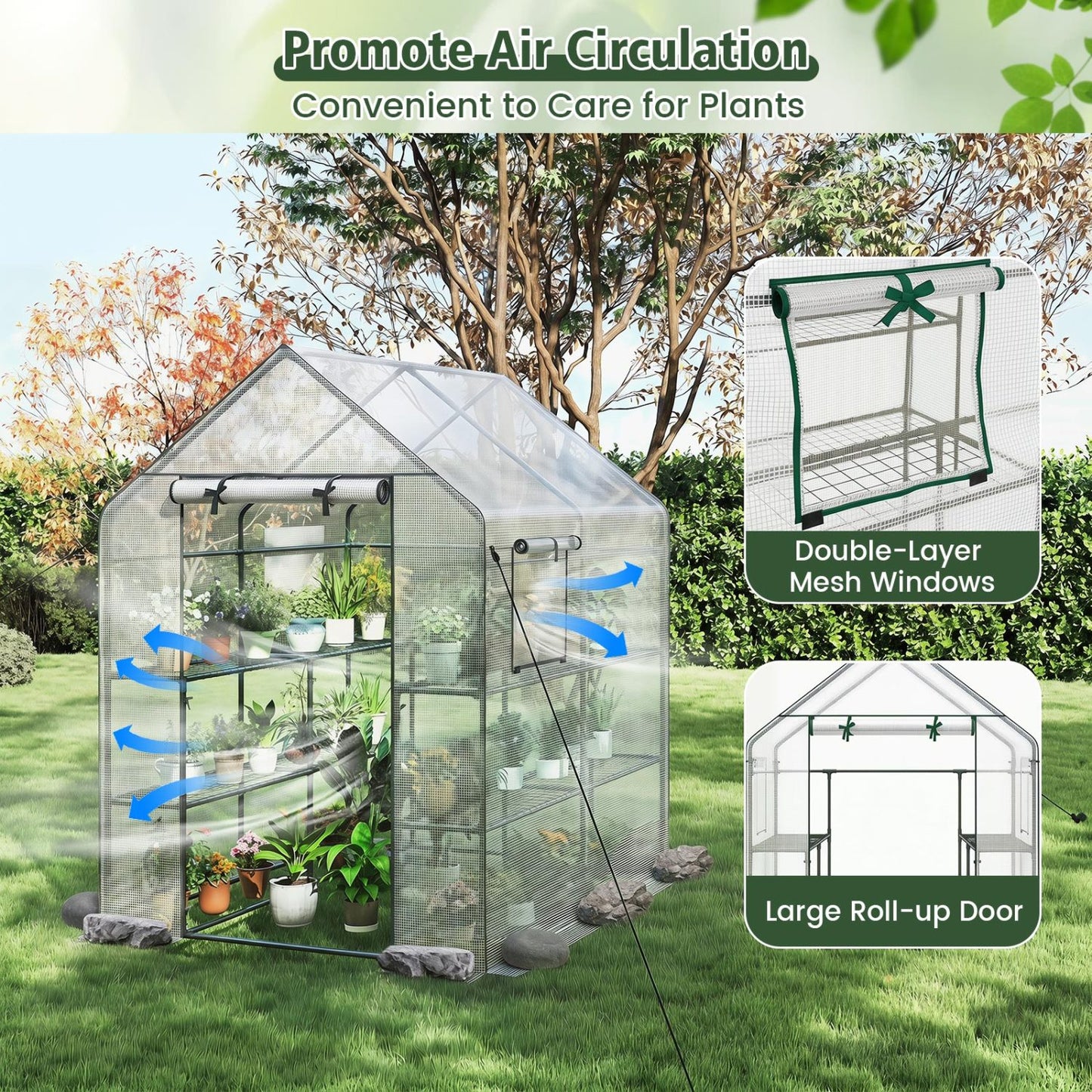 56 X 56 X 77 In Walk-In Greenhouse With Observation Windows, White Greenhouses at Gallery Canada