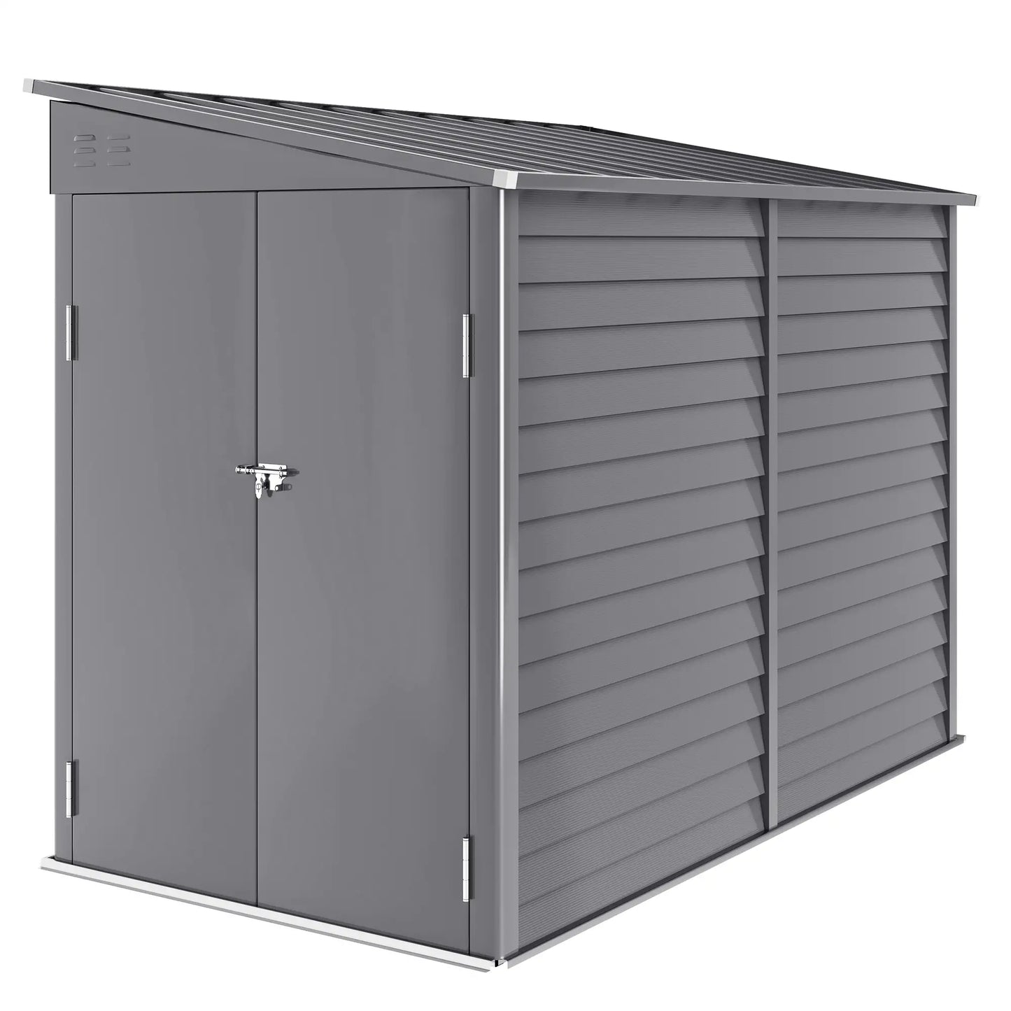 4.6' x 9' Steel Outdoor Storage Shed, Lean to, Lockable Doors, Grey Sheds at Gallery Canada