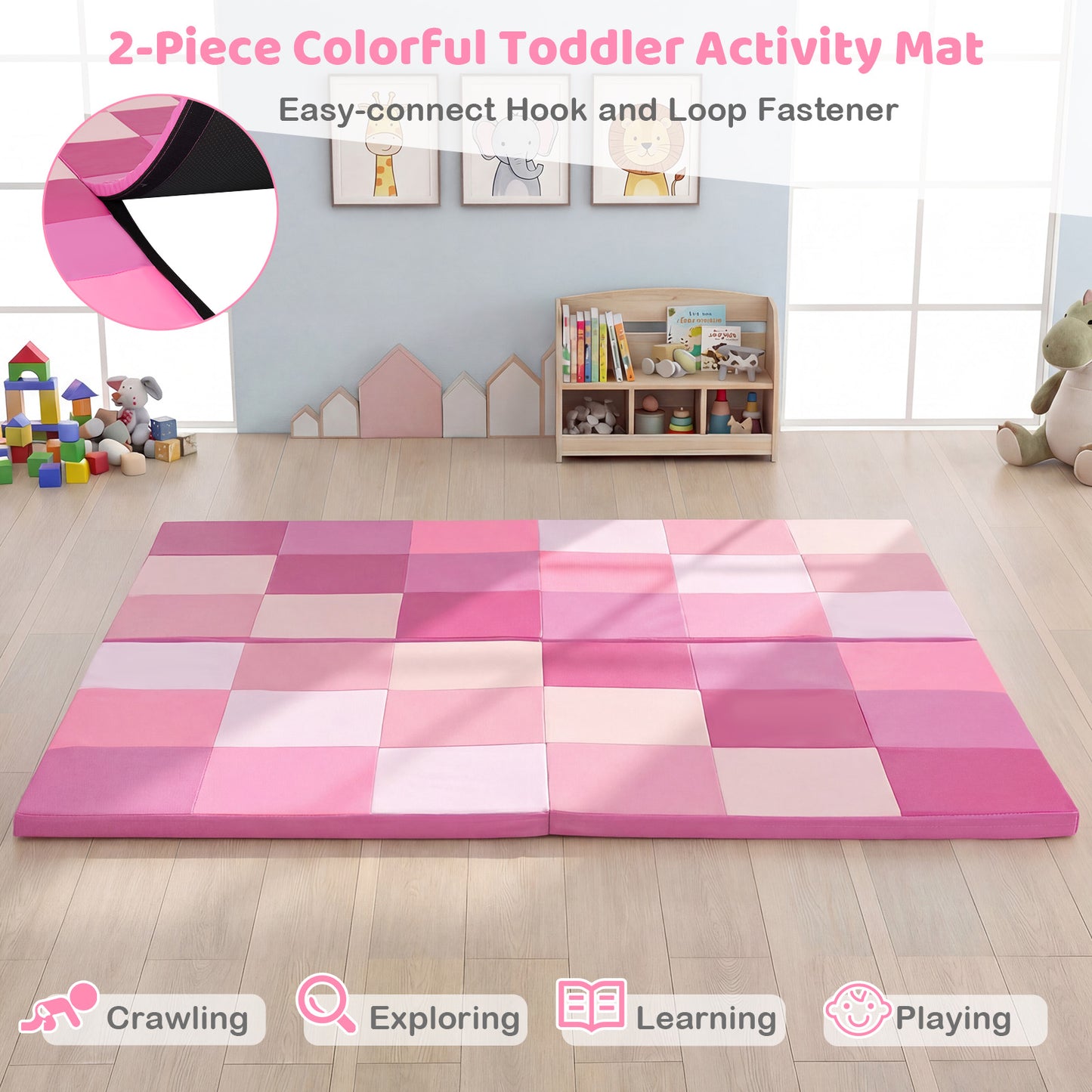 58 Inch Toddler Folding Activity Floor Mat, Pink Baby Gyms & Playmats at Gallery Canada