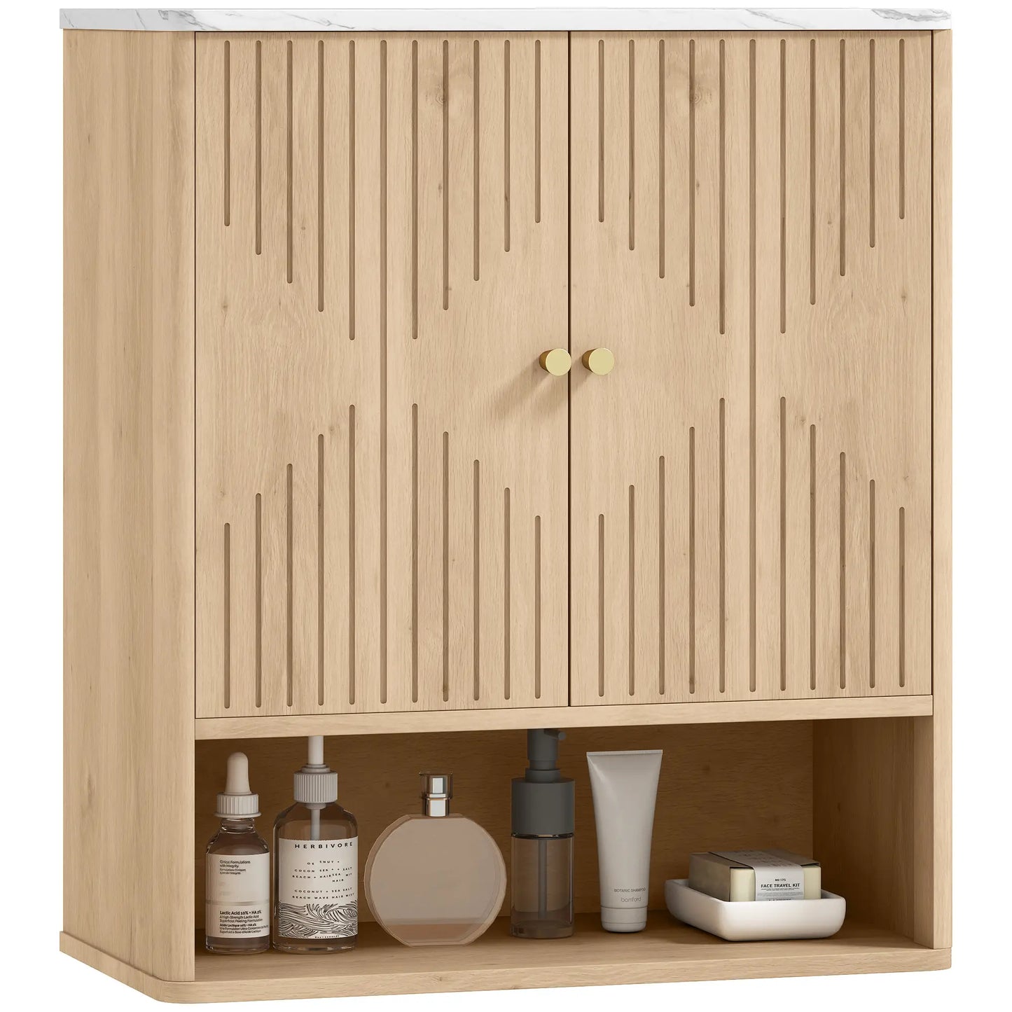 Wall Mounted Medicine Cabinet, Adjustable Shelf, Oak, Marble Top Bathroom Cabinets at Gallery Canada