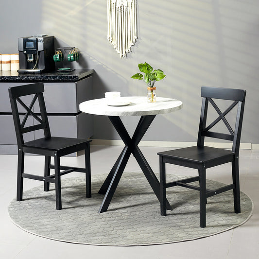 Farmhouse Wooden Dining Chairs, Set of 2, Cross Back, Black Bar Stools Black at Gallery Canada