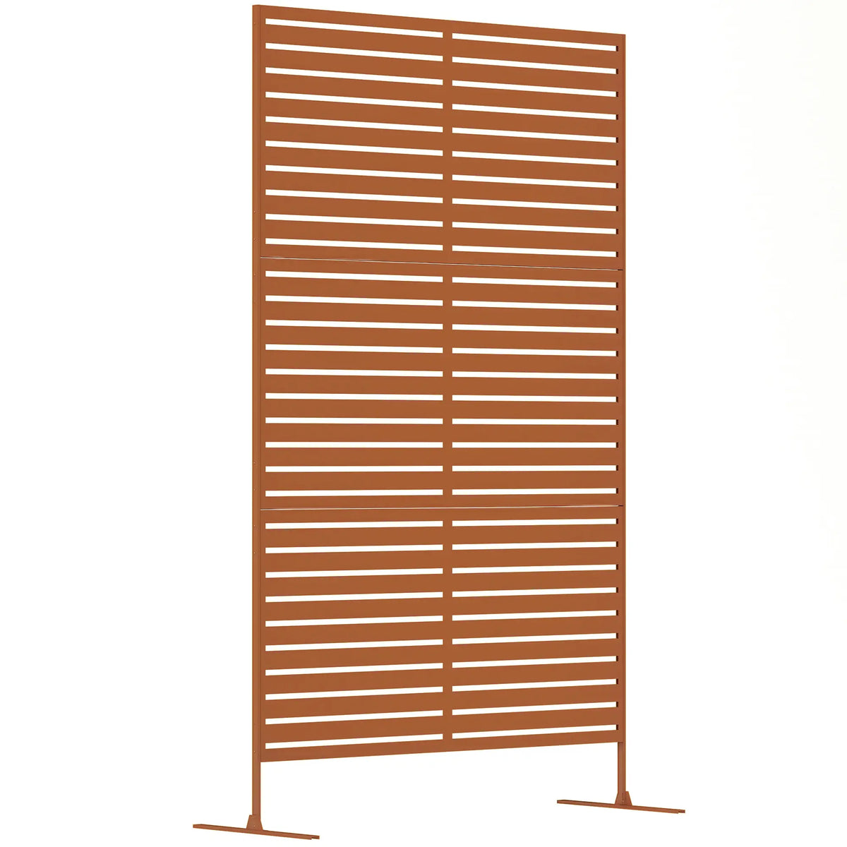 Decorative Outdoor Privacy Panel, Freestanding Metal Divider, Brown Side Awnings at Gallery Canada