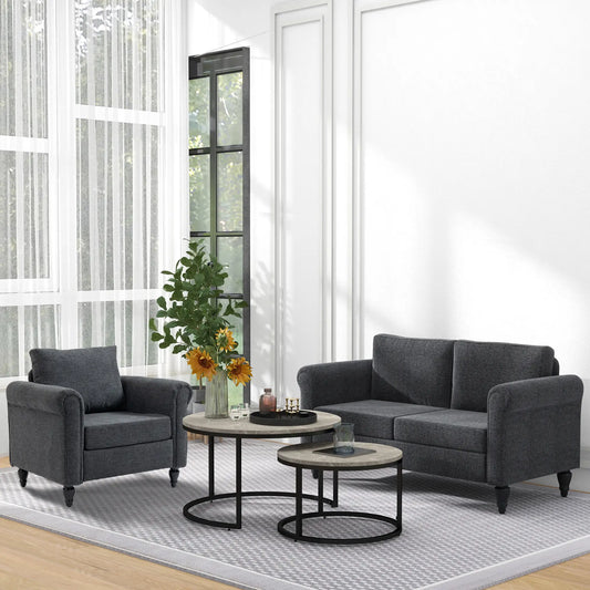 Vintage Loveseat, Upholstered Chenille 2 Seater Sofa, Dark Grey 2-Seater Sofas Dark Grey, Black at Gallery Canada