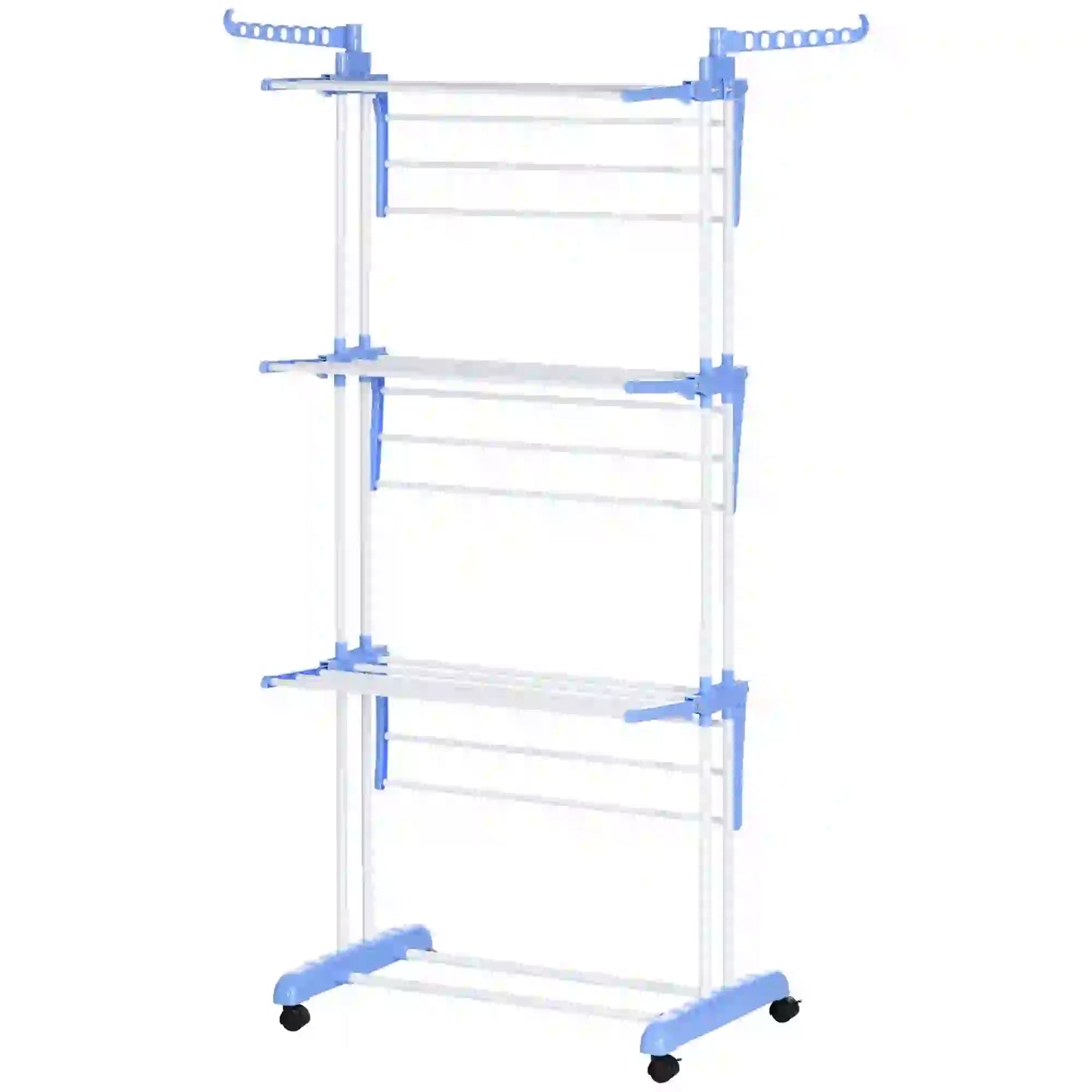 Foldable 4-Tier Steel Clothes Drying Rack, 2 Side Wings, 4 Castors, Indoor Outdoor, Blue Bath Accessories at Gallery Canada