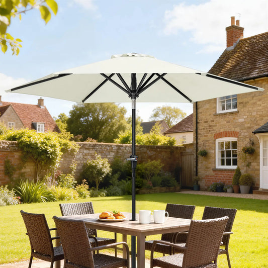 Patio Sun Umbrella, 6 Ribs, Cream White Patio Umbrellas Cream at Gallery Canada