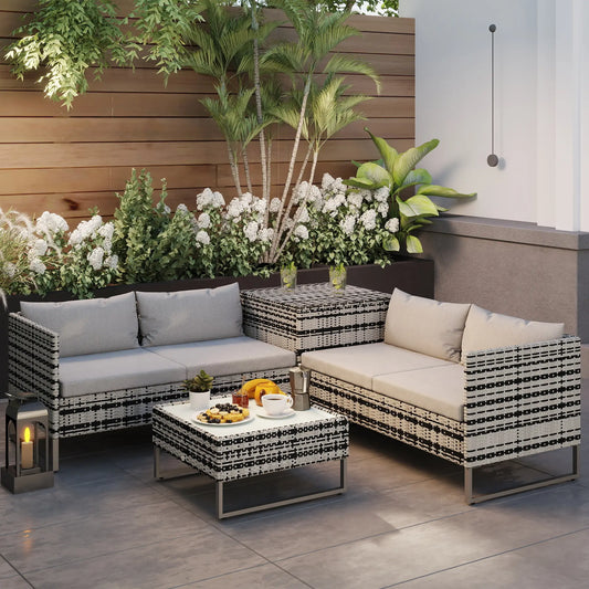 4 Piece Patio Furniture Set, Coffee Table, Corner Table, Backyard, Porch Patio Furniture Sets Mixed Grey at Gallery Canada