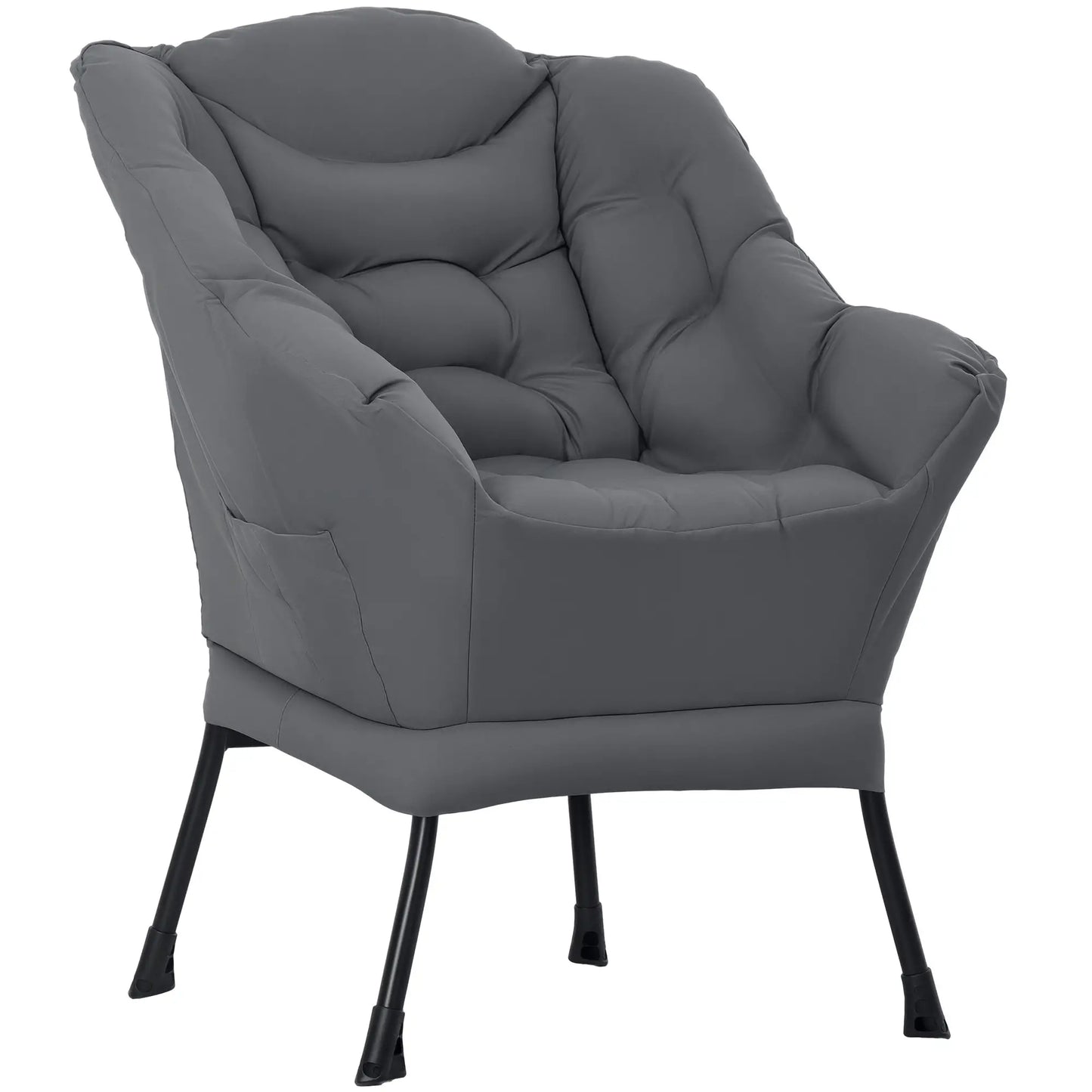 Modern Accent Chair, Armchair with Side Pockets, Steel Legs, Grey Accent Chairs at Gallery Canada