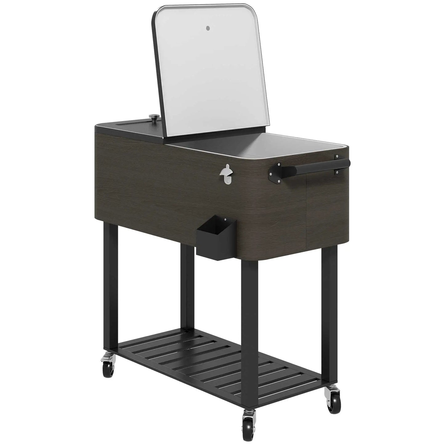 Outdoor Beverage Cooler Bar Cart, 67-Qt, Rolling Ice Chest with Shelf, Grey Cooler Boxes at Gallery Canada