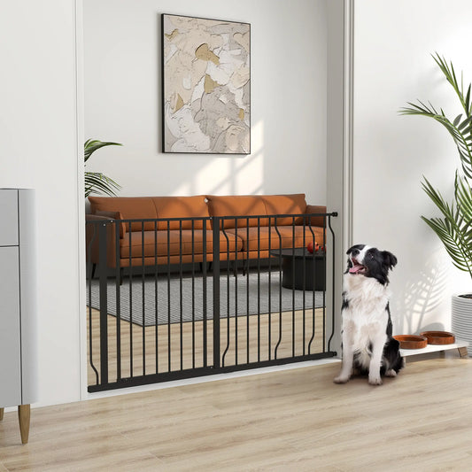 30"-57" Easy Install Pet Gate With Door, Double Lock, Extra Wide, Black Houses, Kennels & Pens Black at Gallery Canada