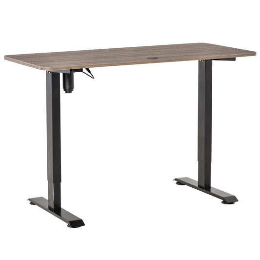 Electric Height Adjustable Standing Desk with 4 Memory Controller, 54 x 24 Inches Sit Stand Home Office Desk with Splice Board. Teak and Black at Gallery Canada