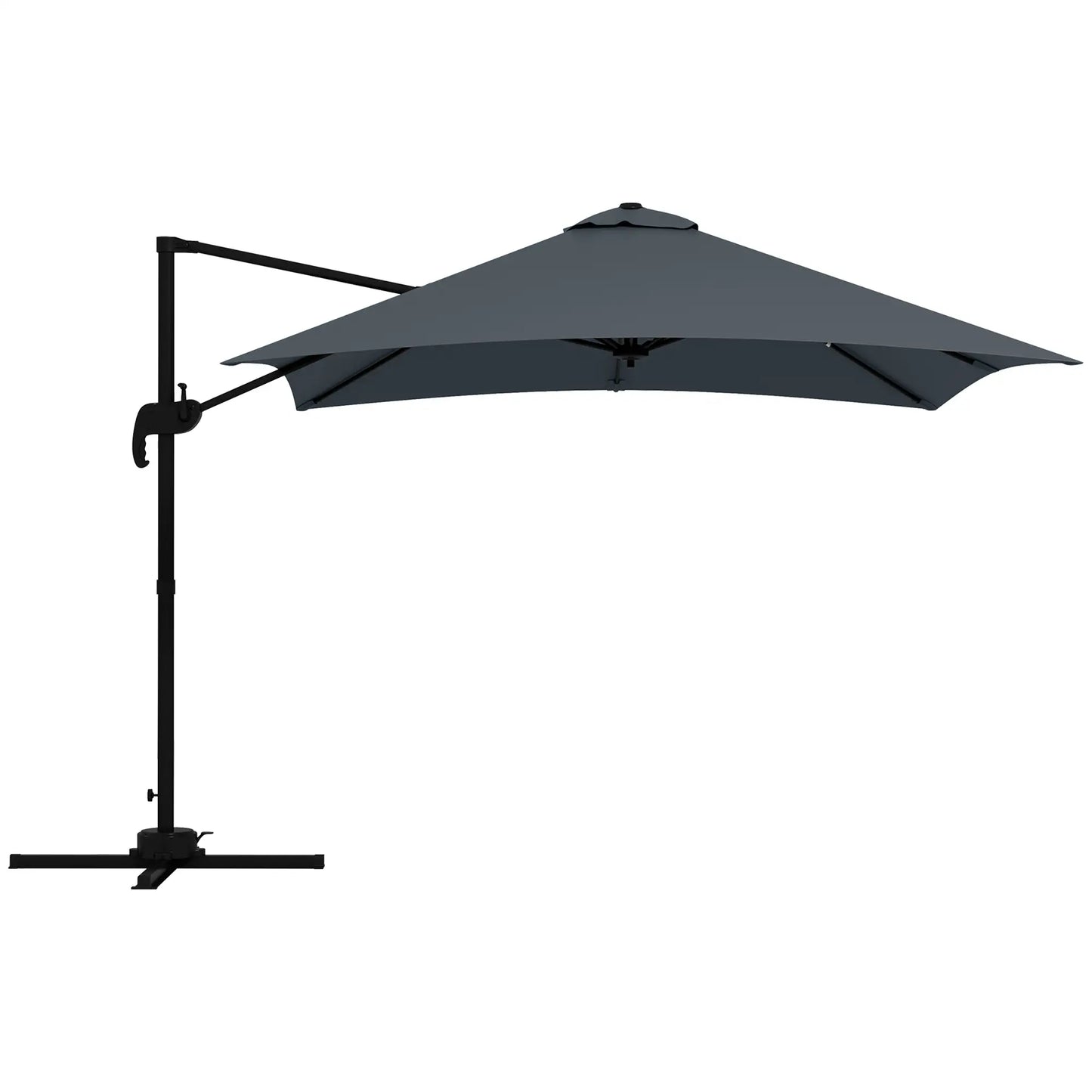 10x10ft Rotatable Square Cantilever Umbrella, 4 Adjustable Angles, Dark Grey Cantilever Umbrellas at Gallery Canada