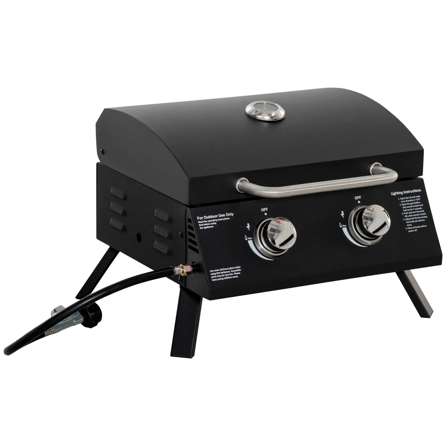 2 Burner Propane Gas Grill, Portable Tabletop BBQ, Black Propane Gas Grills at Gallery Canada