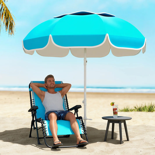 6 ft Beach Umbrella, Portable, Sand Anchor, Carry Bag, Adjustable, UPF50+, Blue Beach Umbrellas Blue at Gallery Canada