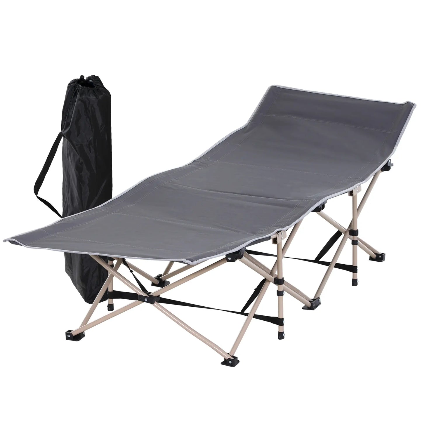 Folding Camping Cot for Adults, with Carry Bag, Side Pocket, Grey Camping Cots at Gallery Canada