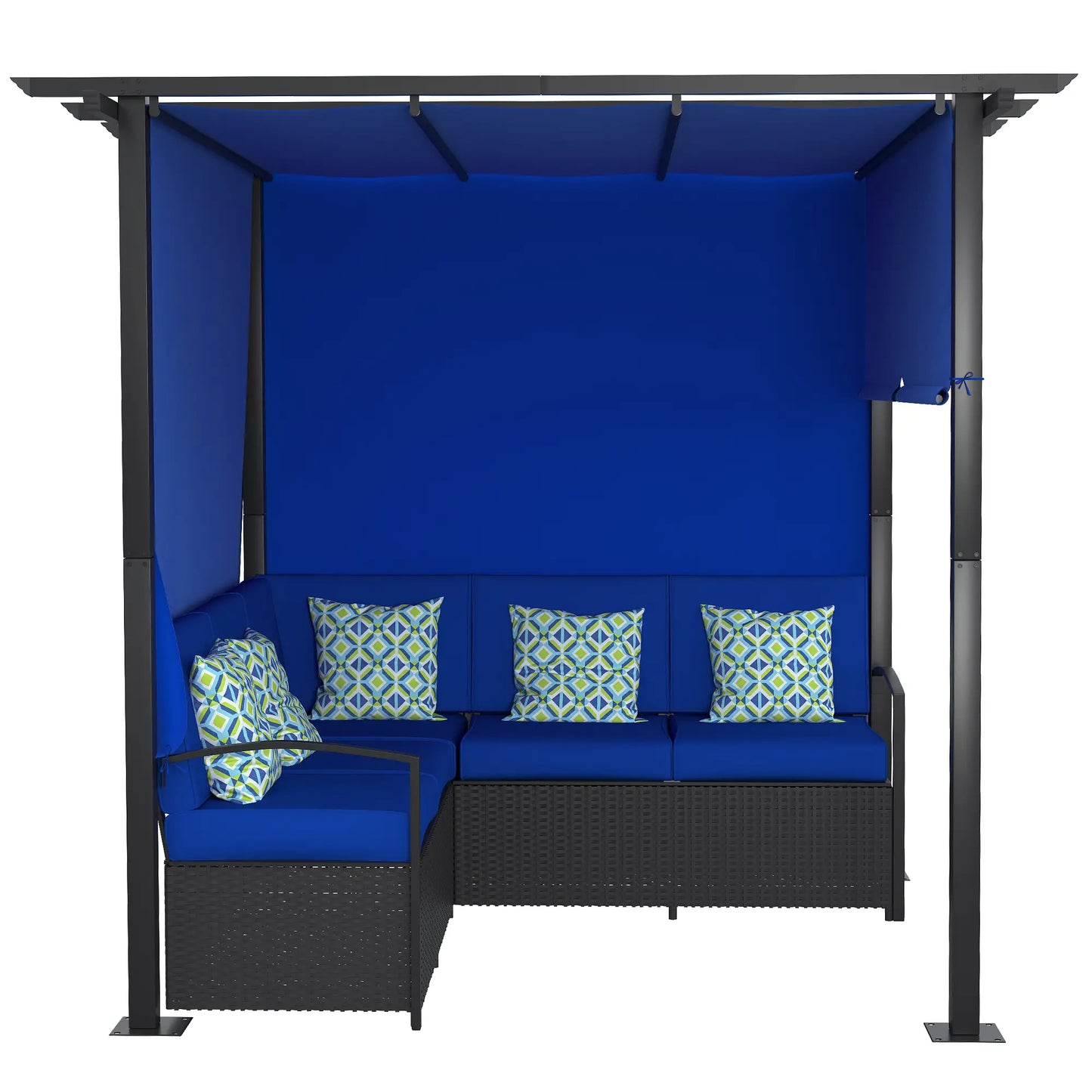 PE Rattan Sofa Set, Retractable Canopy, Outdoor Furniture, Blue Patio Furniture Sets at Gallery Canada
