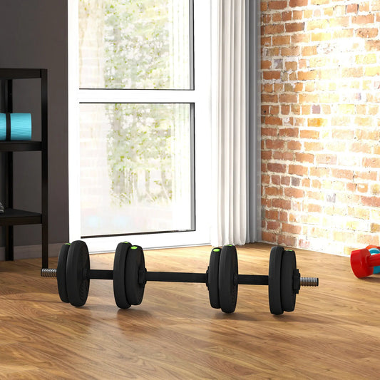 33LBS Adjustable Barbell Dumbbells Set, Non-Slip Handles, Home Gym Dumbbells & Barbells Green and Black at Gallery Canada