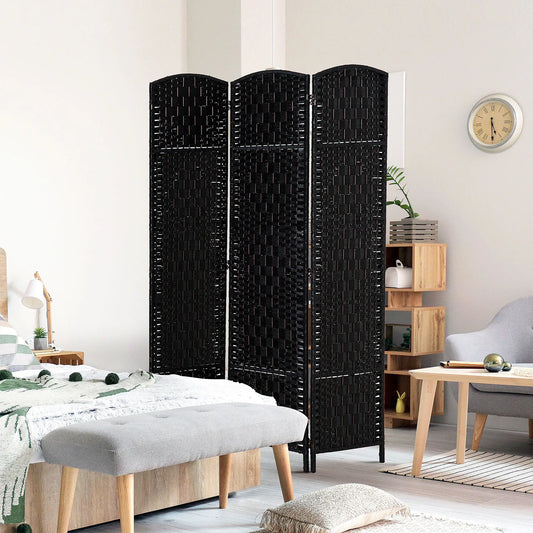 6ft Folding Room Divider, 3 Panel Wooden Frame, Black Room Dividers Black at Gallery Canada