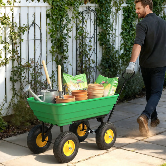 Heavy Duty Garden Dump Cart 440 Lbs, Steel Wagon, Green Folding Garden Carts Green, Black at Gallery Canada