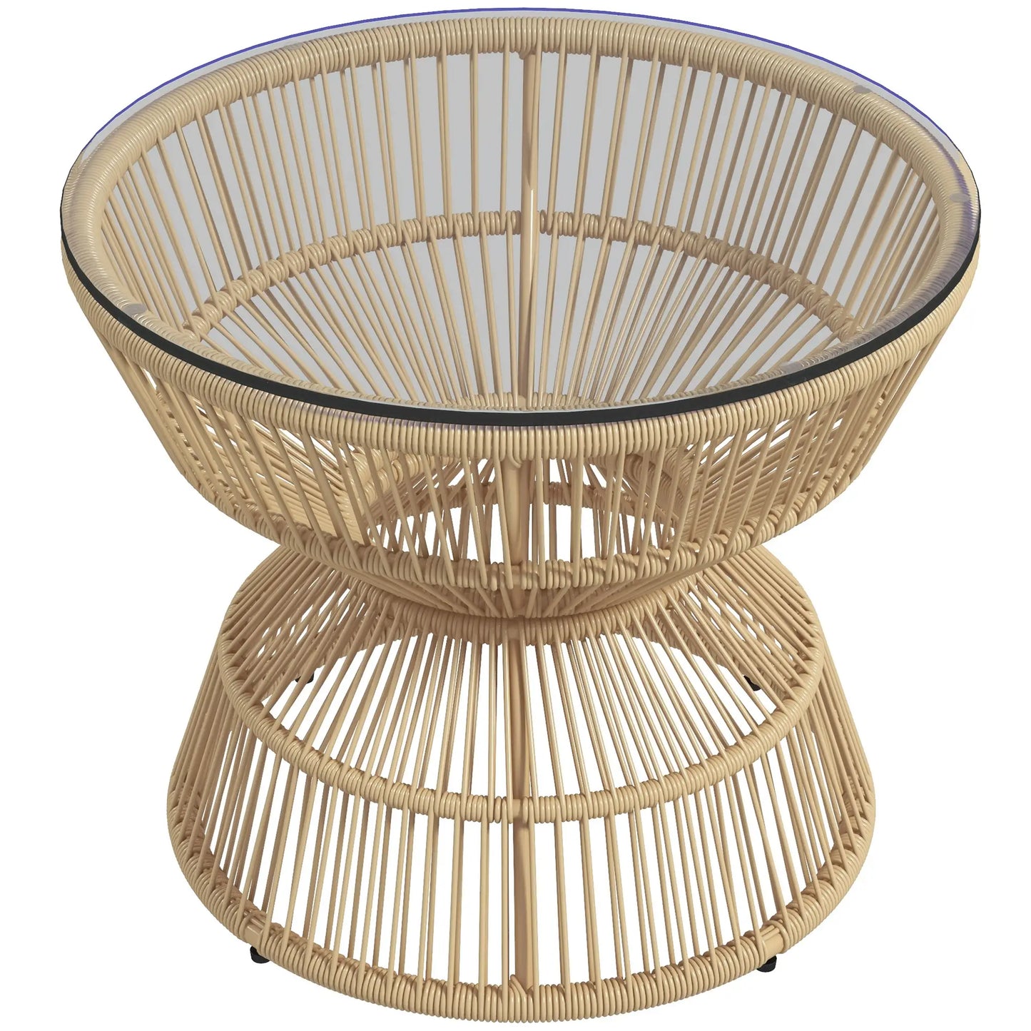 Rattan Outdoor Coffee Table, Patio End Table, Tempered Glass Top, Steel Frame Patio Side Tables at Gallery Canada