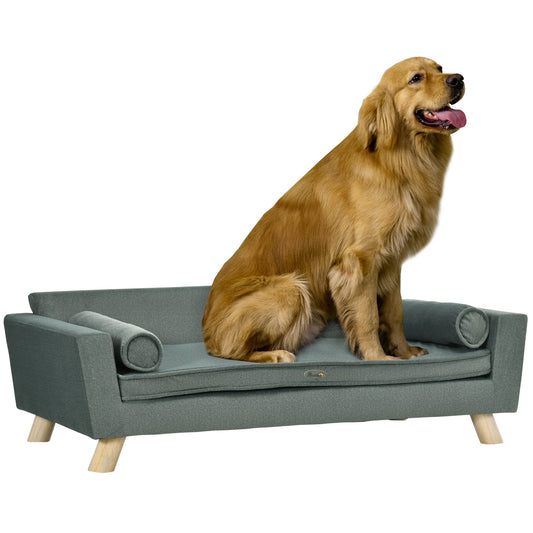 Dog Sofa Bed with Removable Pillows, Foam Pet Sofa Cat Sofa with Removable Washable Cushion, Water-resistant Fabric, for Medium and Large Dogs, Grey - Gallery Canada