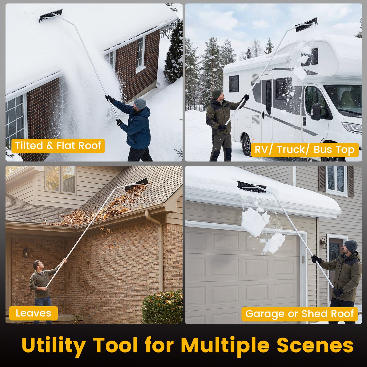 5-19 Ft Extendable Aluminum Snow Removal Tool, Black Snow Removal at Gallery Canada